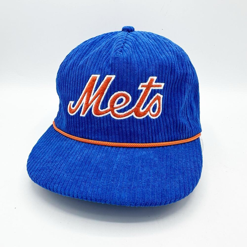 Vintage New York Mets Blue Corduroy Snapback Baseball Hat BDA Sports SGA Script